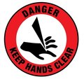 5S Supplies Danger Keep Hands Clear Floor Sign 24in Diameter Non Slip Floor Sign FS-DANGHACL-24